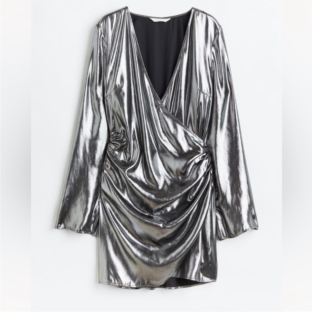 Shiny Silver Wrap Dress